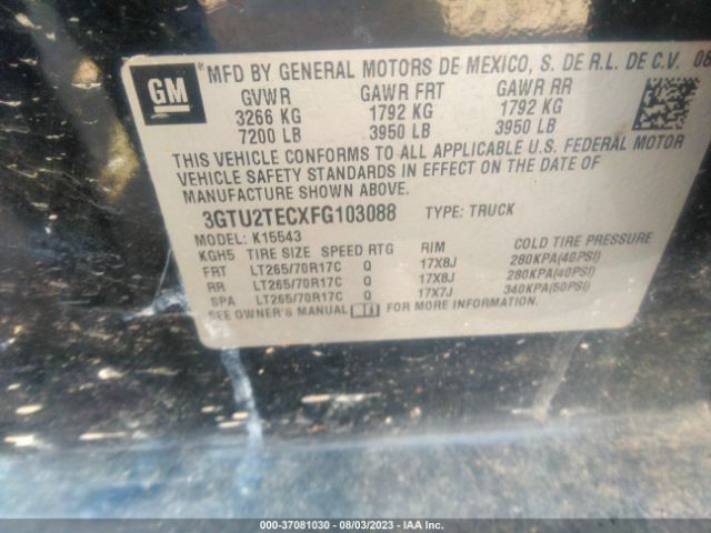 3GTU2TECXFG103088 GMC SIERRA 1500