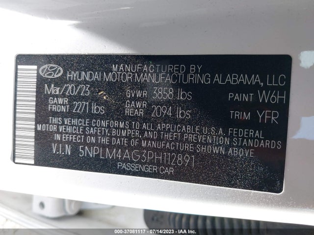 Hyundai ELANTRA SEL 2023 5NPLM4AG3PH112891 Image 9