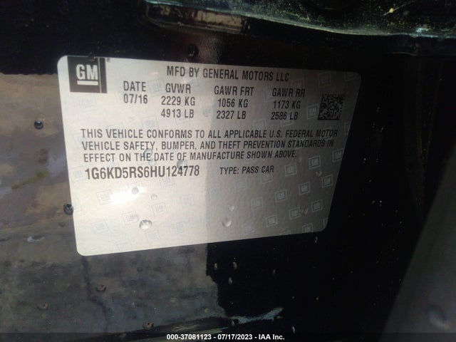 1G6KD5RS6HU124778 Cadillac Ct6 Sedan Luxury Awd