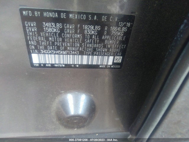 Honda FIT LX 2019 3HGGK5H45KM713443 Image 9