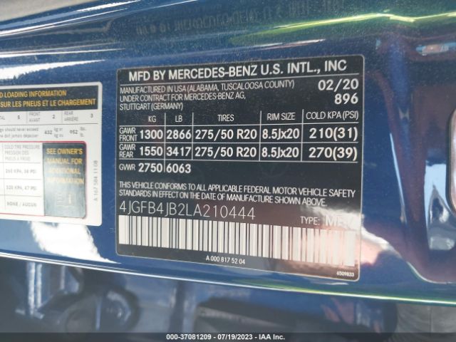 4JGFB4JB2LA210444 Mercedes-Benz Gle Gle 350