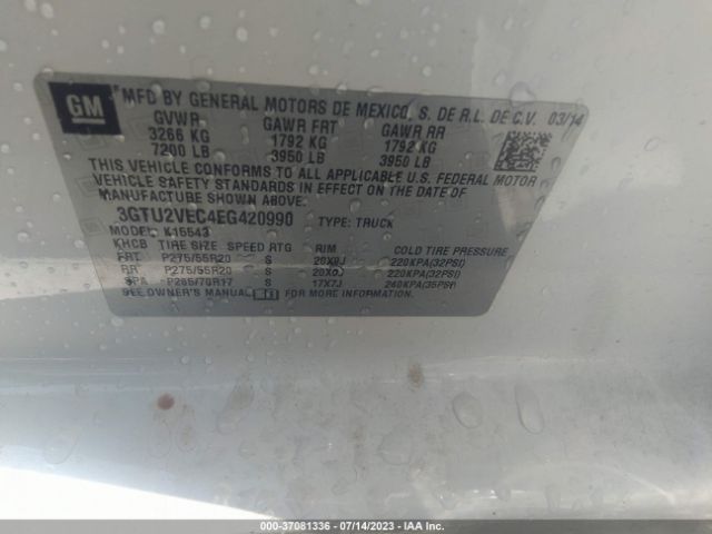3GTU2VEC4EG420990 GMC Sierra 1500 Slt