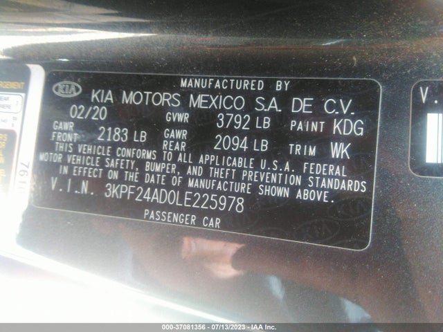 KIA Forte Lxs 2020 3KPF24AD0LE225978 Image 9