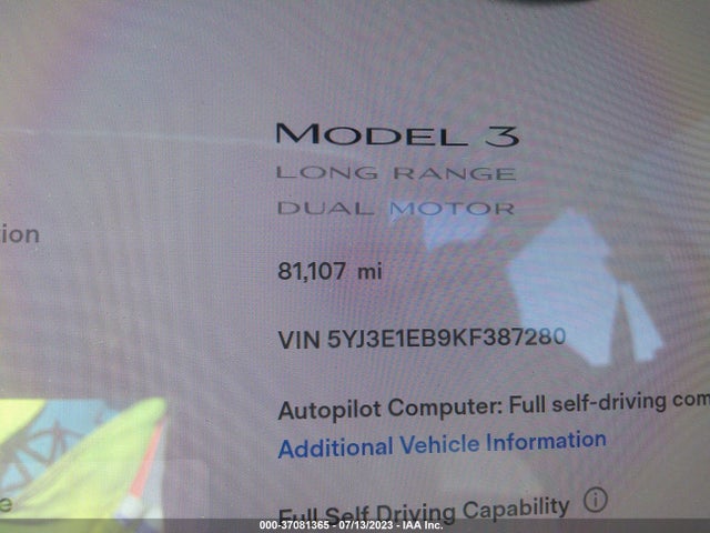 Tesla Model 3 Long Range/performance 2019 5YJ3E1EB9KF387280 Image 14