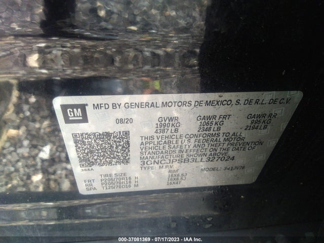 Chevrolet Trax Lt 2020 3GNCJPSB3LL327024 Image 9