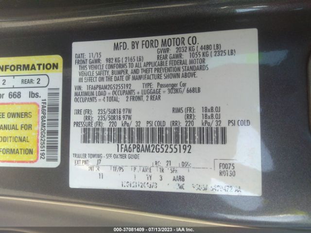 1FA6P8AM2G5255192 Ford Mustang V6