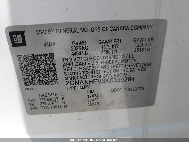 Chevrolet EQUINOX LS 2019 2GNAXHEV3K6139284 Image 9
