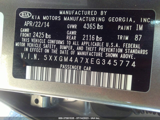 KIA Optima Lx 2014 5XXGM4A7XEG345774 Image 16