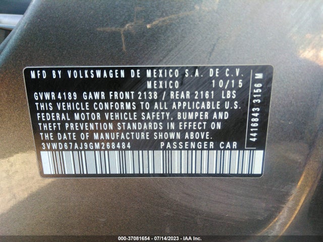 3VWD67AJ9GM268484 Volkswagen Jetta Sedan 1.4t Se