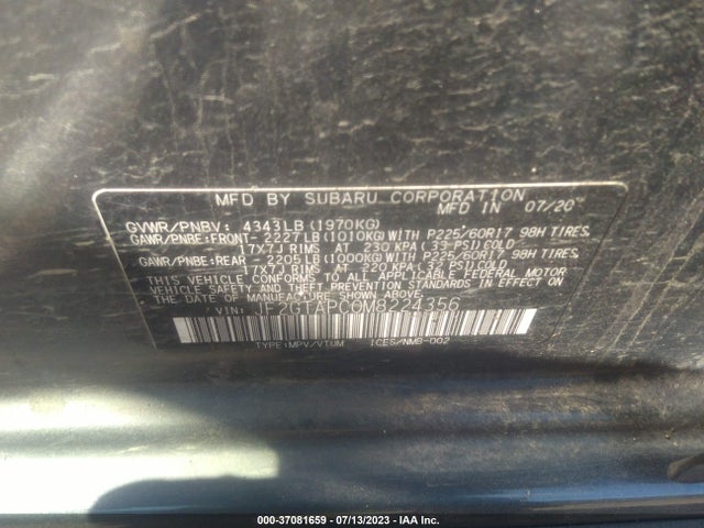 2021 SUBARU CROSSTREK PREMIUM VIN: JF2GTAPC0M8224356