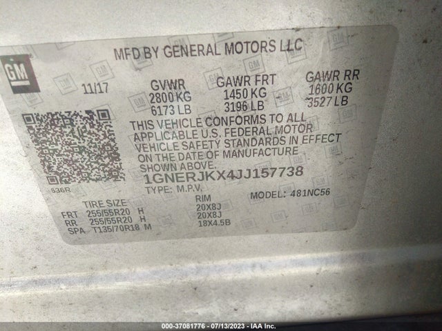 Chevrolet Traverse Rs 2018 1GNERJKX4JJ157738 Image 15