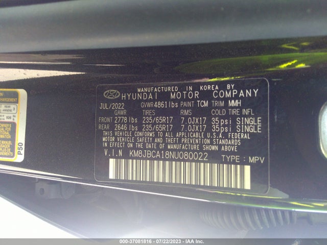 Hyundai Tucson Hybrid Blue 2022 KM8JBCA18NU080022 Image 9