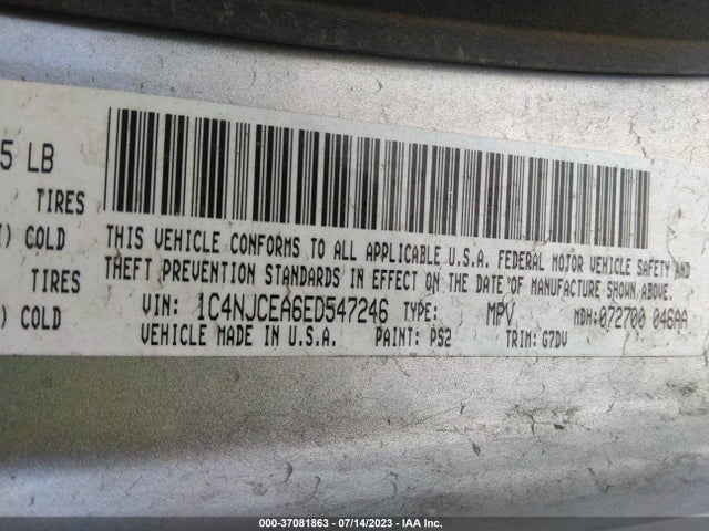 1C4NJCEA6ED547246 Jeep Compass Latitude