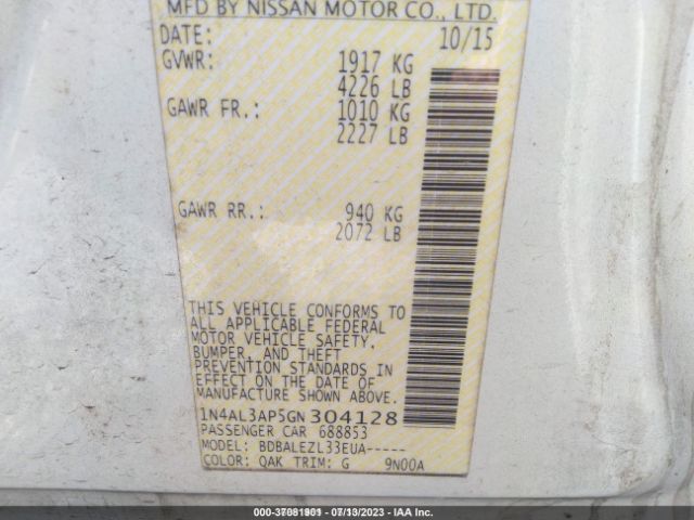 1N4AL3AP5GN304128 Nissan ALTIMA 2.5