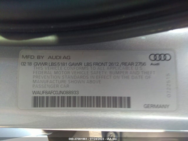 WAUF8AFC0JN088933 Audi A6 Premium/sport