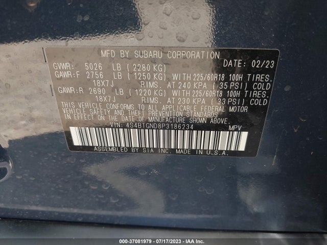 Subaru Outback Limited Xt 2023 4S4BTGND8P3186234 Image 9