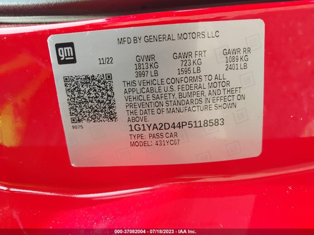 Chevrolet Corvette 1lt 2023 1G1YA2D44P5118583 Image 9