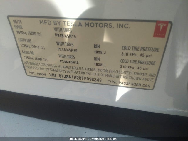 5YJSA1H28FF098349 Tesla Model S 85d/p85d/70d/90d/p90d