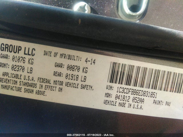 Dodge DART SXT 2014 1C3CDFBB6ED831851 Image 9