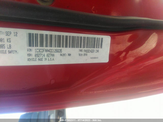 2013 DODGE DART SE VIN: 1C3CDFAA4DD126635