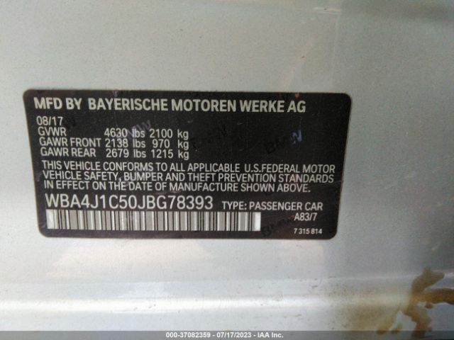 WBA4J1C50JBG78393 BMW 4 Series 430i