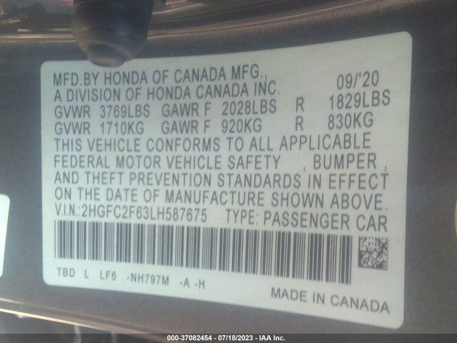 Honda Civic Sedan Lx 2020 2HGFC2F63LH587675 Image 15