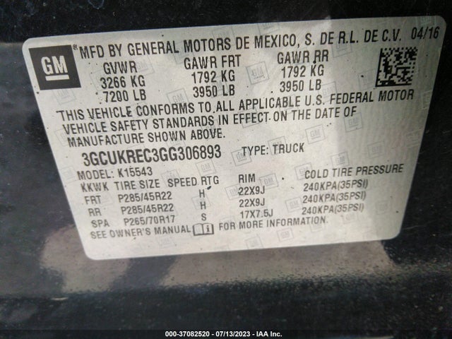Chevrolet Silverado 1500 Lt 2016 3GCUKREC3GG306893 Image 9