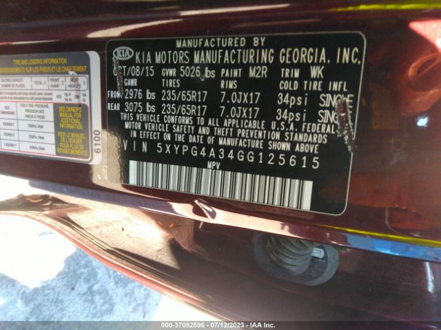 5XYPG4A34GG125615 KIA SORENTO LX
