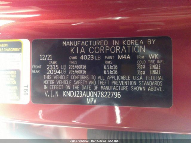 KNDJ23AU0N7822796 KIA SOUL S