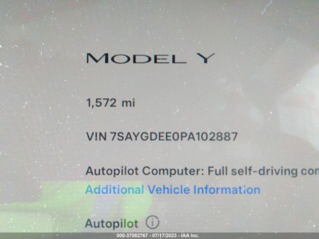 7SAYGDEE0PA102887 Tesla Model Y Long Range