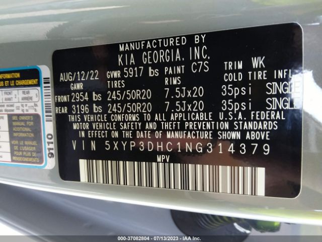 5XYP3DHC1NG314379 KIA Telluride Ex