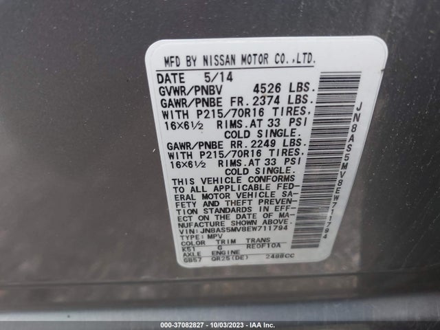 Nissan Rogue Select S 2014 JN8AS5MV8EW711794 Image 8
