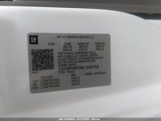Chevrolet EXPRESS CARGO VAN 2020 1GCWGAFG6L1141718 Image 9