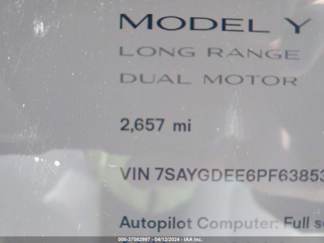 7SAYGDEE6PF638536 Tesla Model Y