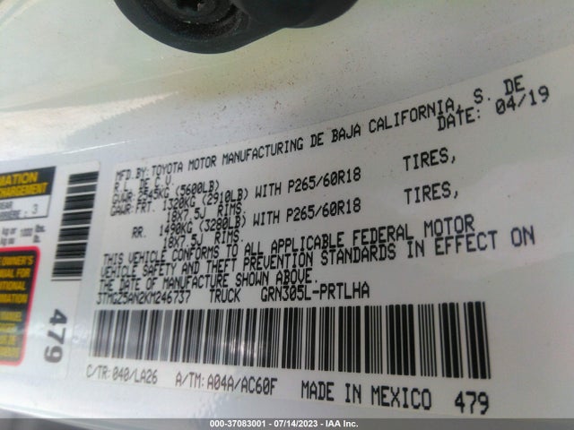 3TMGZ5AN2KM246737 Toyota Tacoma Limited