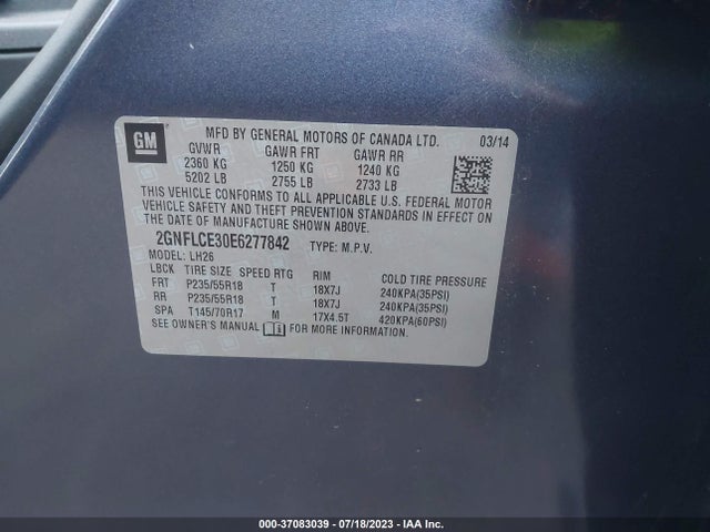 Chevrolet EQUINOX LT 2014 2GNFLCE30E6277842 Image 11