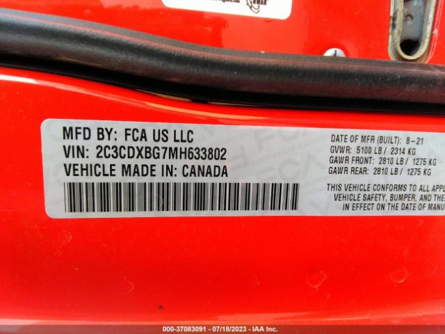 2C3CDXBG7MH633802 Dodge Charger Sxt