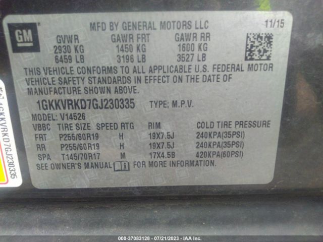 1GKKVRKD7GJ230335 GMC ACADIA SLT