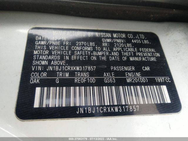 JN1BJ1CRXKW317857 Nissan Rogue Sport S