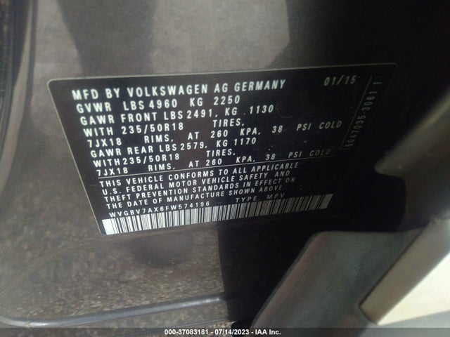 WVGBV7AX6FW574196 Volkswagen TIGUAN SE