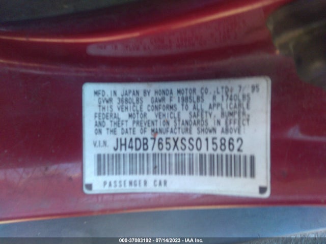 1995 ACURA INTEGRA LS VIN: JH4DB765XSS015862