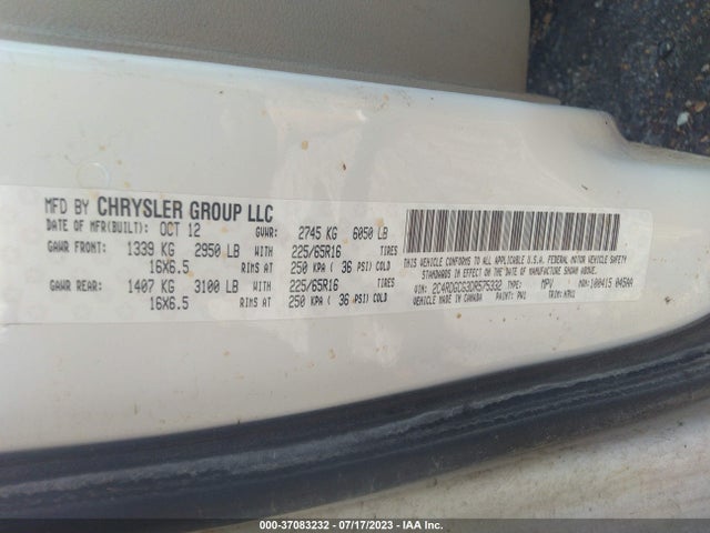 2013 DODGE GRAND CARAVAN SXT VIN: 2C4RDGCG3DR575332