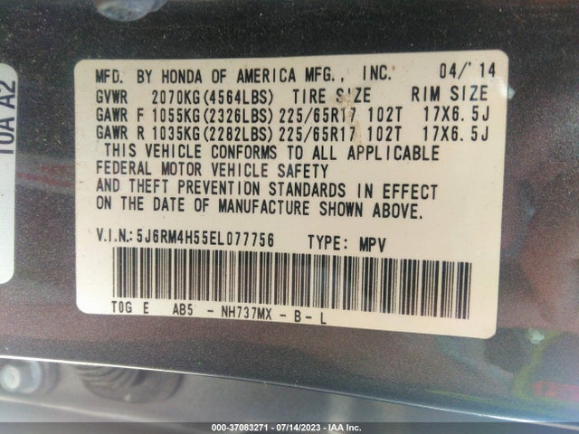 Honda CR-V EX 2014 5J6RM4H55EL077756 Image 9