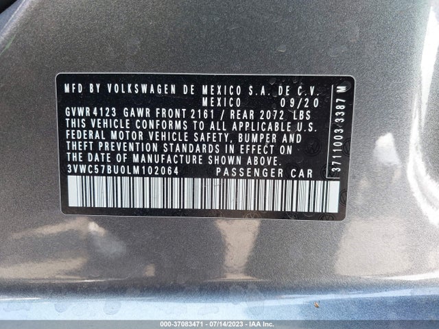 3VWC57BU0LM102064 Volkswagen Jetta S/se/r-line