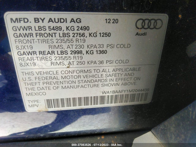 WA1BAAFY1M2044439 Audi Q5 Premium Plus