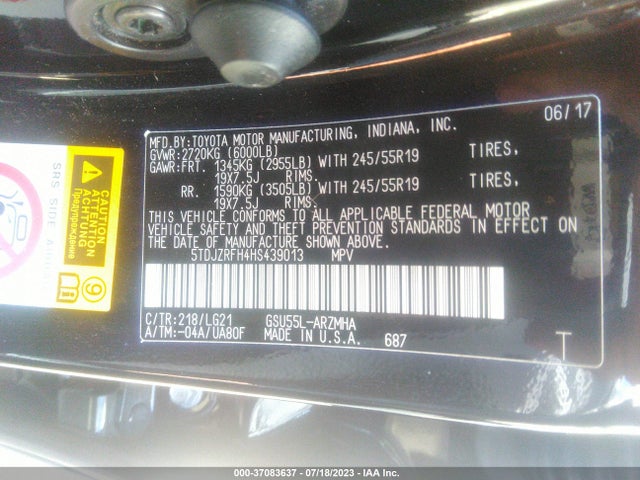 Toyota Highlander Xle/se 2017 5TDJZRFH4HS439013 Image 15