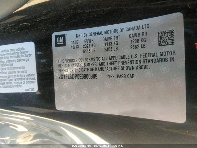 2014 CHEVROLET CAMARO ZL1 VIN: 2G1FL3DP0E9800989