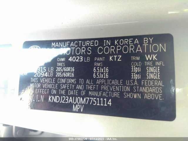 KNDJ23AU0M7751114 KIA SOUL S
