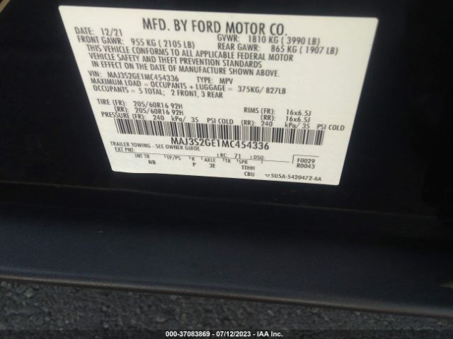 MAJ3S2GE1MC454336 Ford Ecosport Se