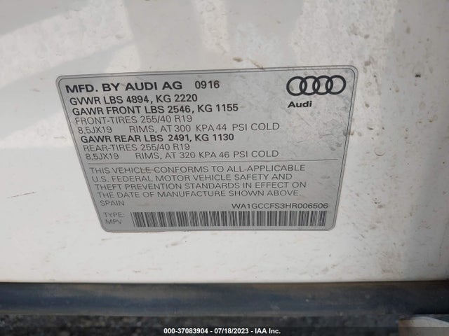 WA1GCCFS3HR006506 Audi Q3 Prestige